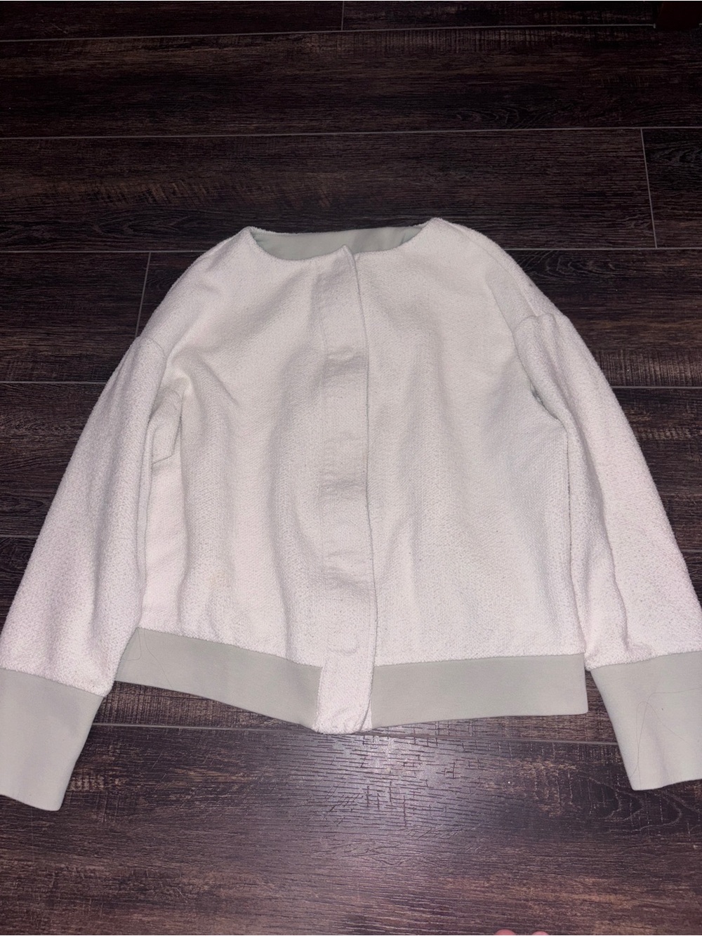 Varley Cream Teddy Bouclé Jacket with Contrast Hem